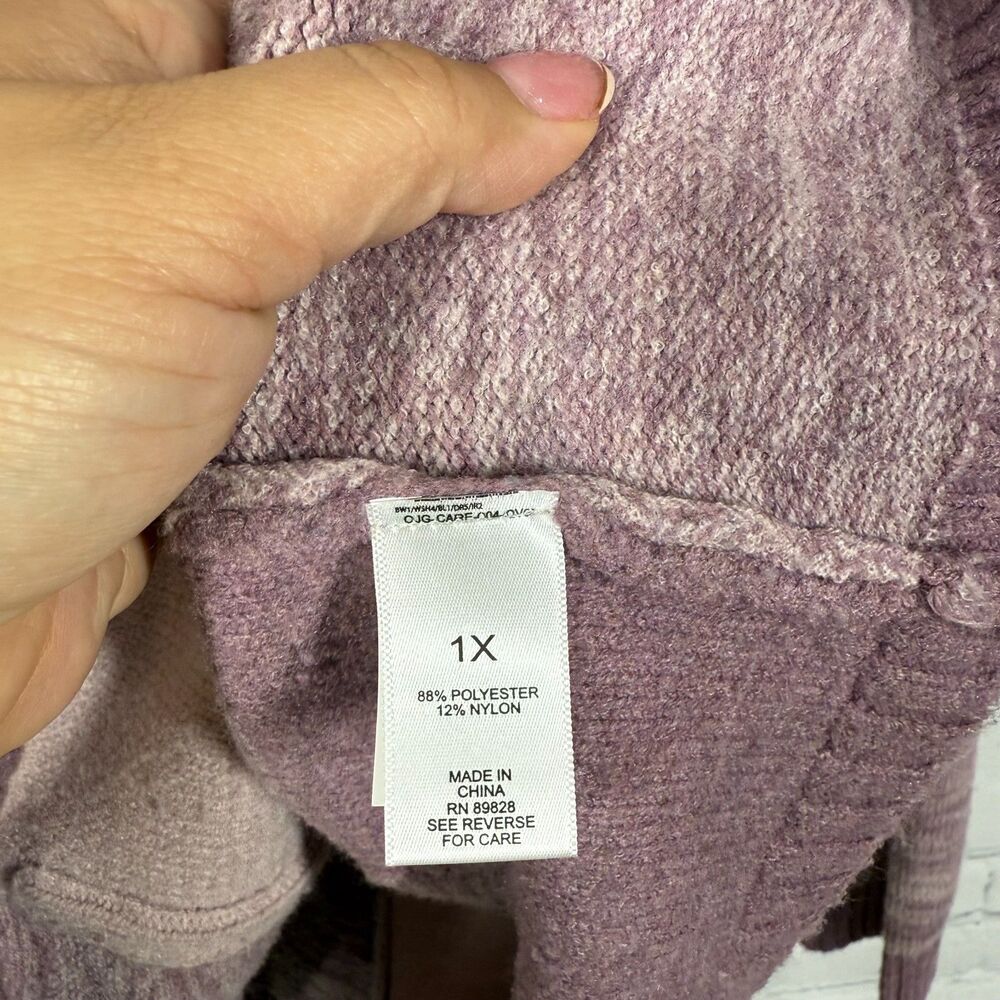 Logo by Lori Goldstein Cardigan Size 1X Lavander Patchwork Cozy Knit Sweater - Picture 5 of 9